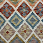 199 × 157 cm Hand-Woven Afghan Kilim Rug – Traditional Wool Flatweave
