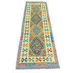 246 x 82 cm Hand-Woven Afghan Kilim Runner Rug – Wool Flatweave