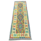 246 x 82 cm Hand-Woven Afghan Kilim Runner Rug – Wool Flatweave