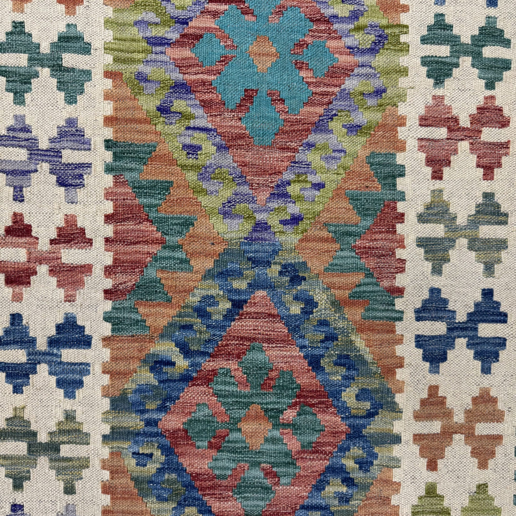 246 x 82 cm Hand-Woven Afghan Kilim Runner Rug – Wool Flatweave