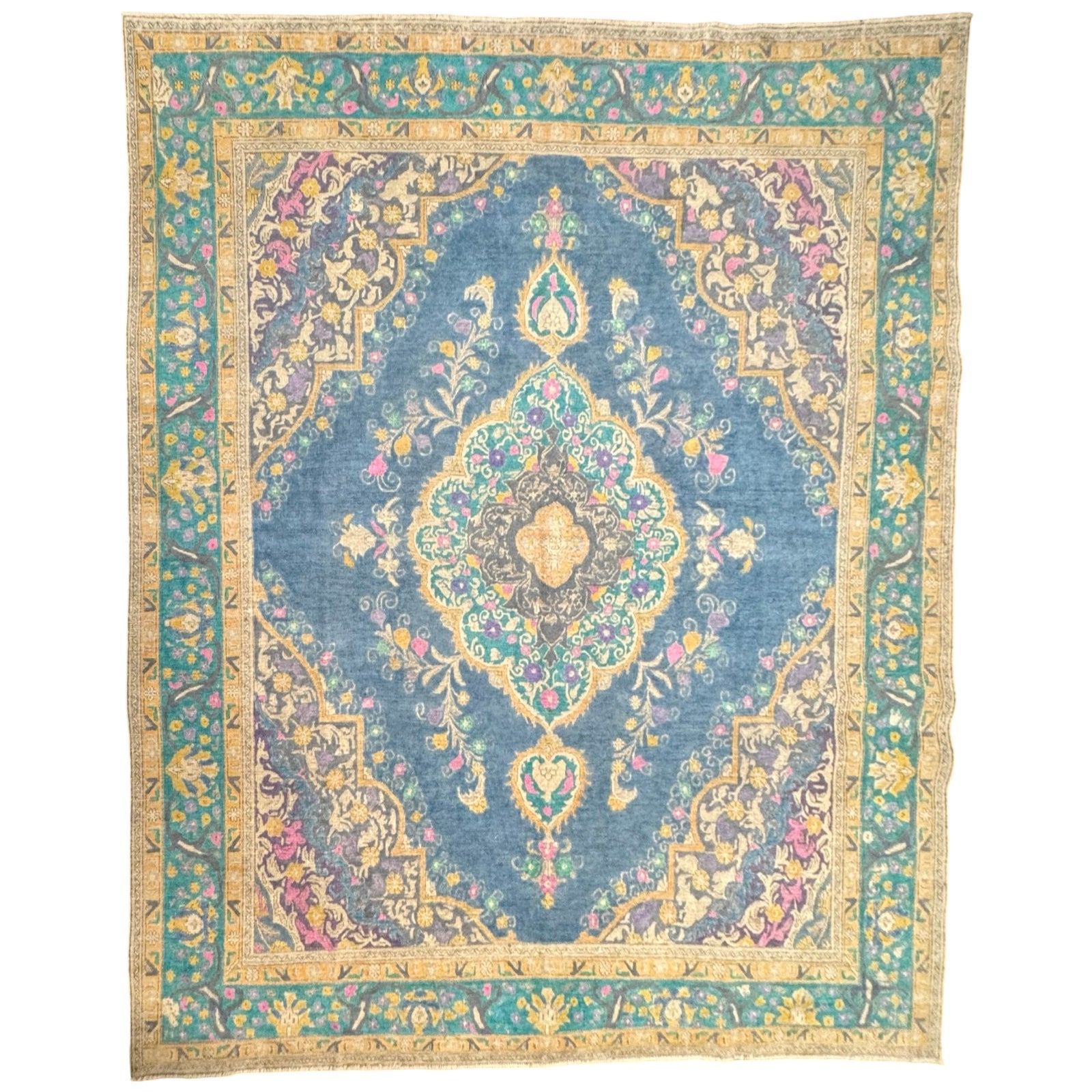 380 x 289 cm Hand-Knotted Vintage Persian Wool Rug