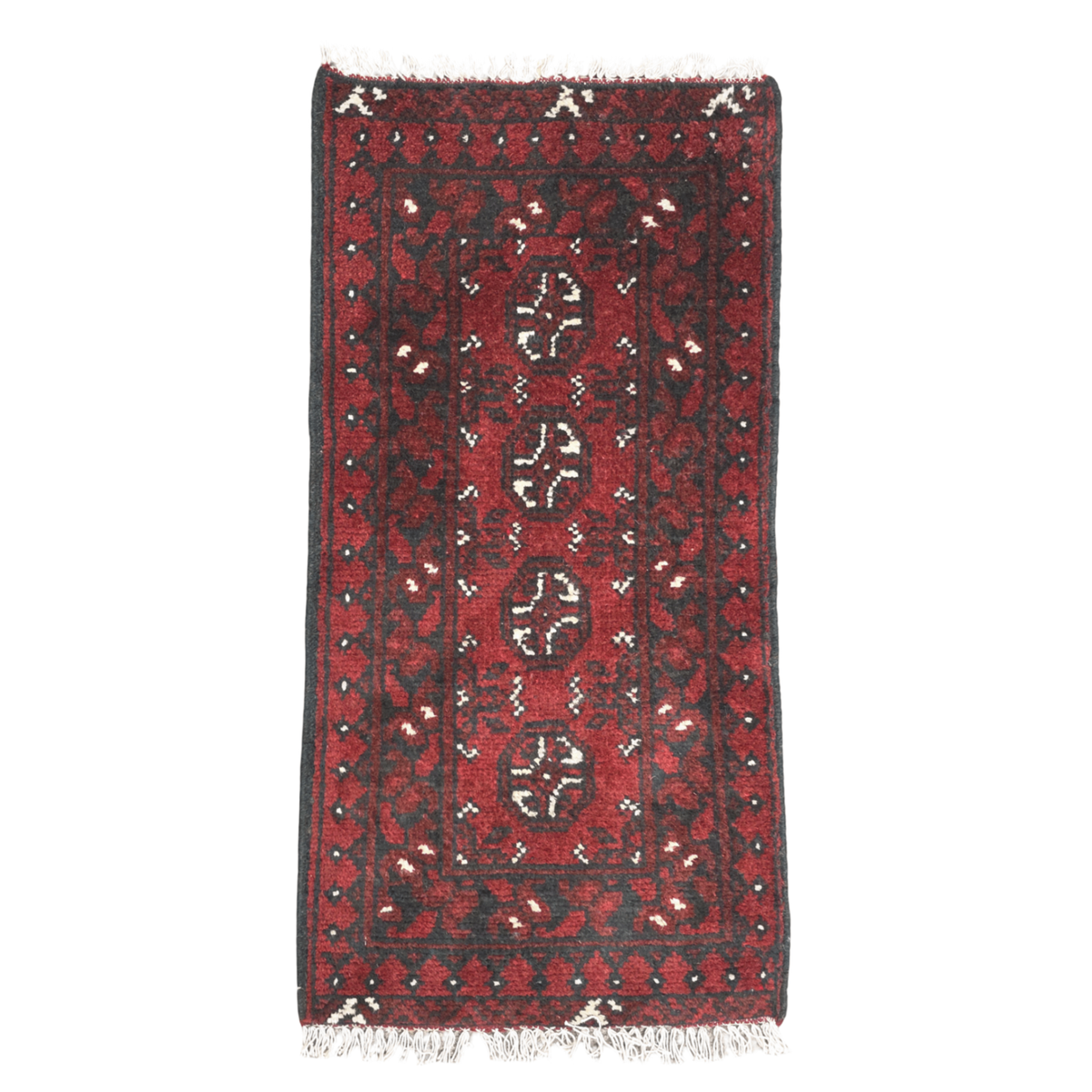 100 x 50 cm Hand-Knotted Red Bokhara Afghan Akche