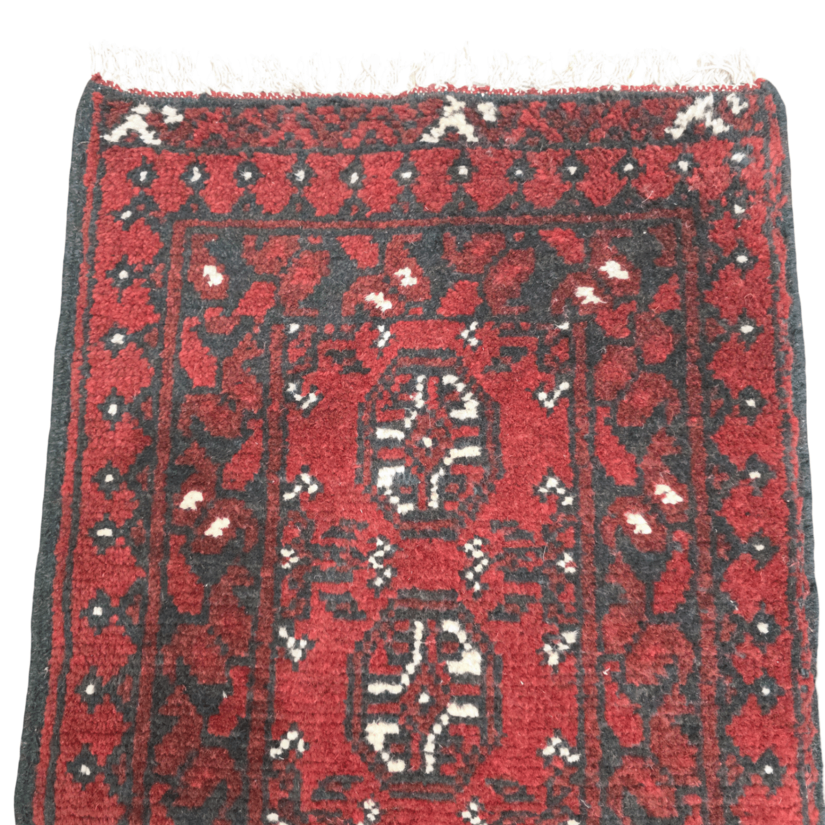 100 x 50 cm Hand-Knotted Red Bokhara Afghan Akche