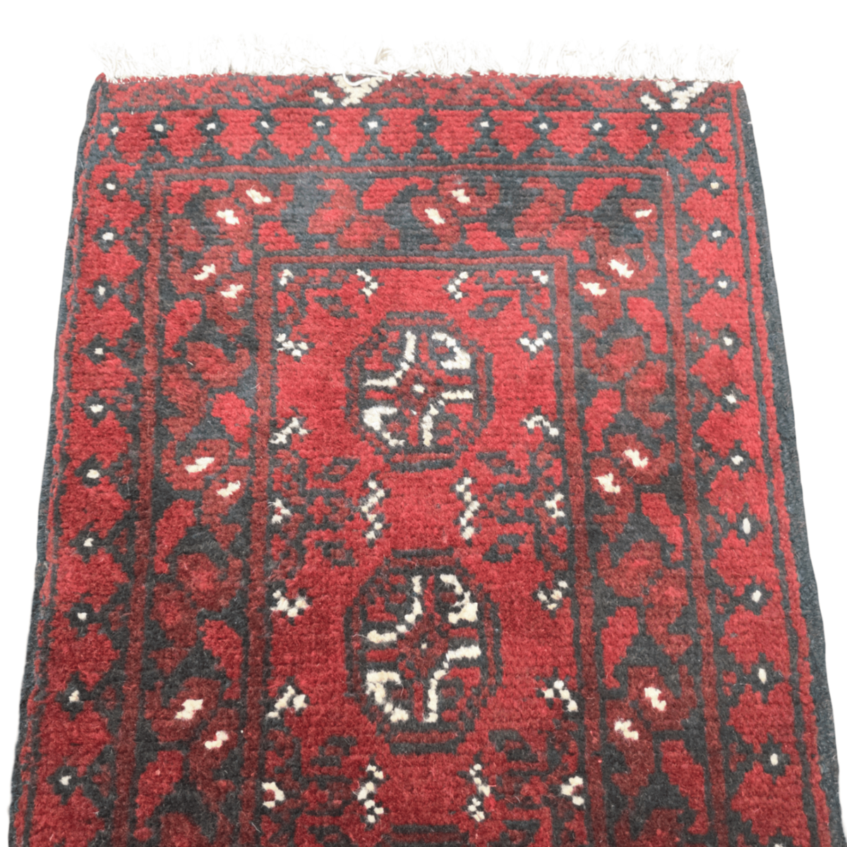 100 x 50 cm Hand-Knotted Red Bokhara Afghan Akche