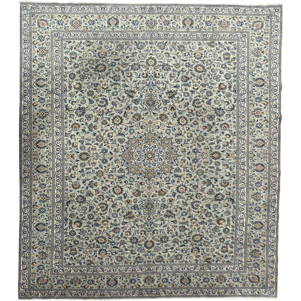 397 x 326 cm Hand-Knotted Persian Kashan Rug, Green