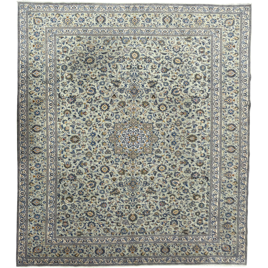 397 x 326 cm Hand-Knotted Persian Kashan Rug, Green