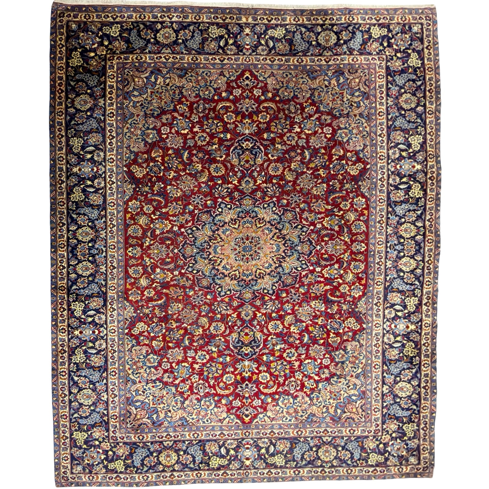 398 x 298 cm Hand-Knotted Mashad Persian Wool Rug
