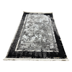 180 x 120 cm Black Grey Marble Border Abstract Rug