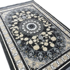 Grey and ivory Persian rug detail