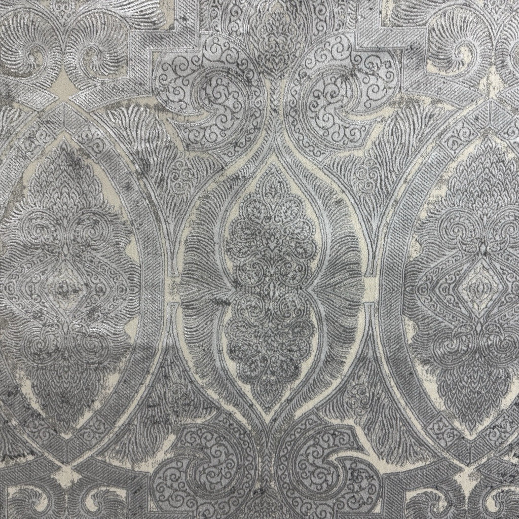 230 x 160 cm Silver Grey Vintage Damask Pattern Rug