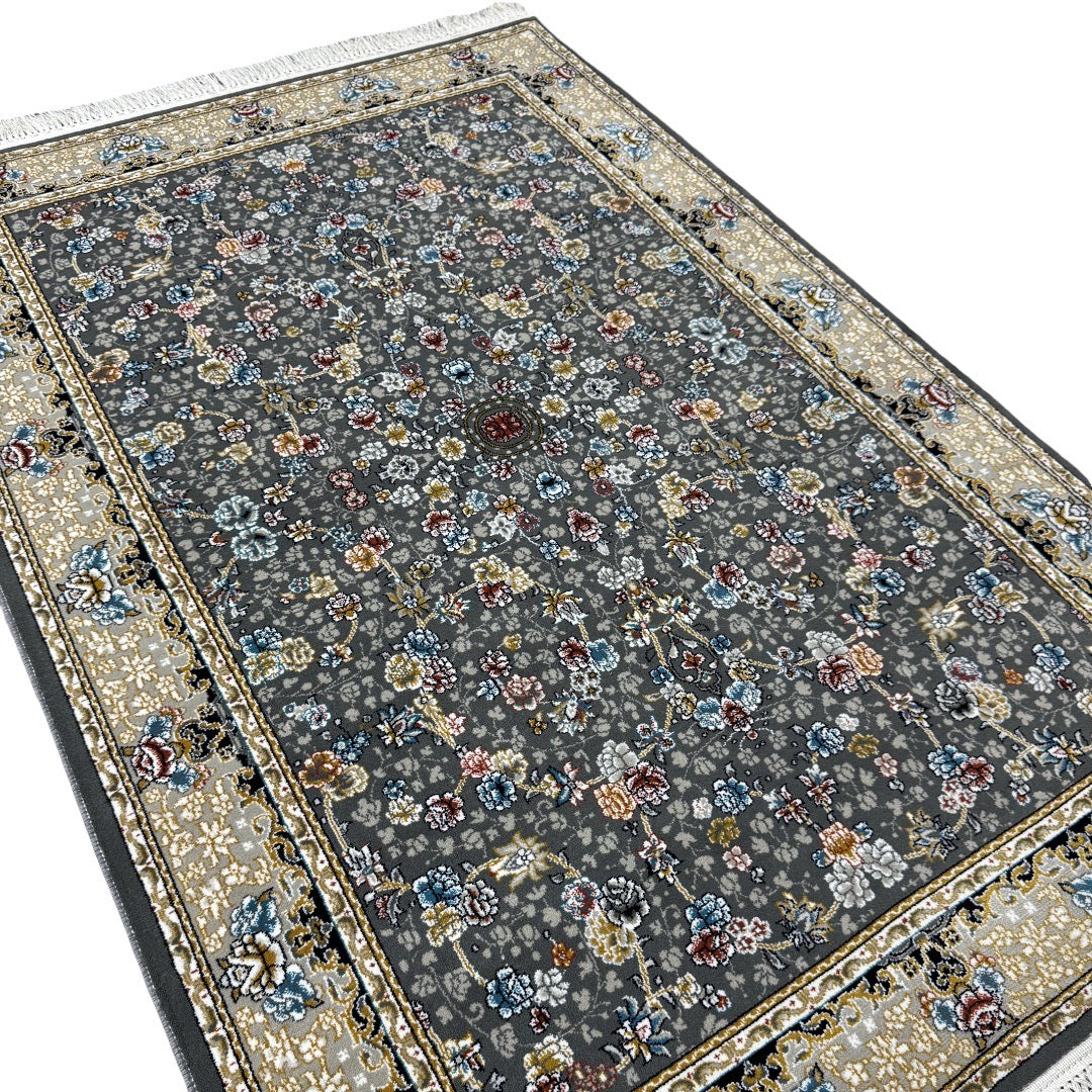 Midnight blossom traditional rug detail