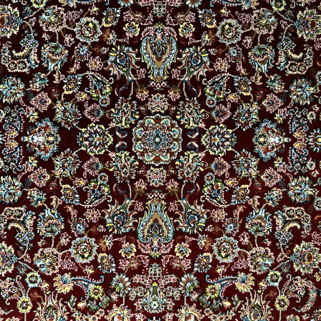 Deep red garden heritage rug detail