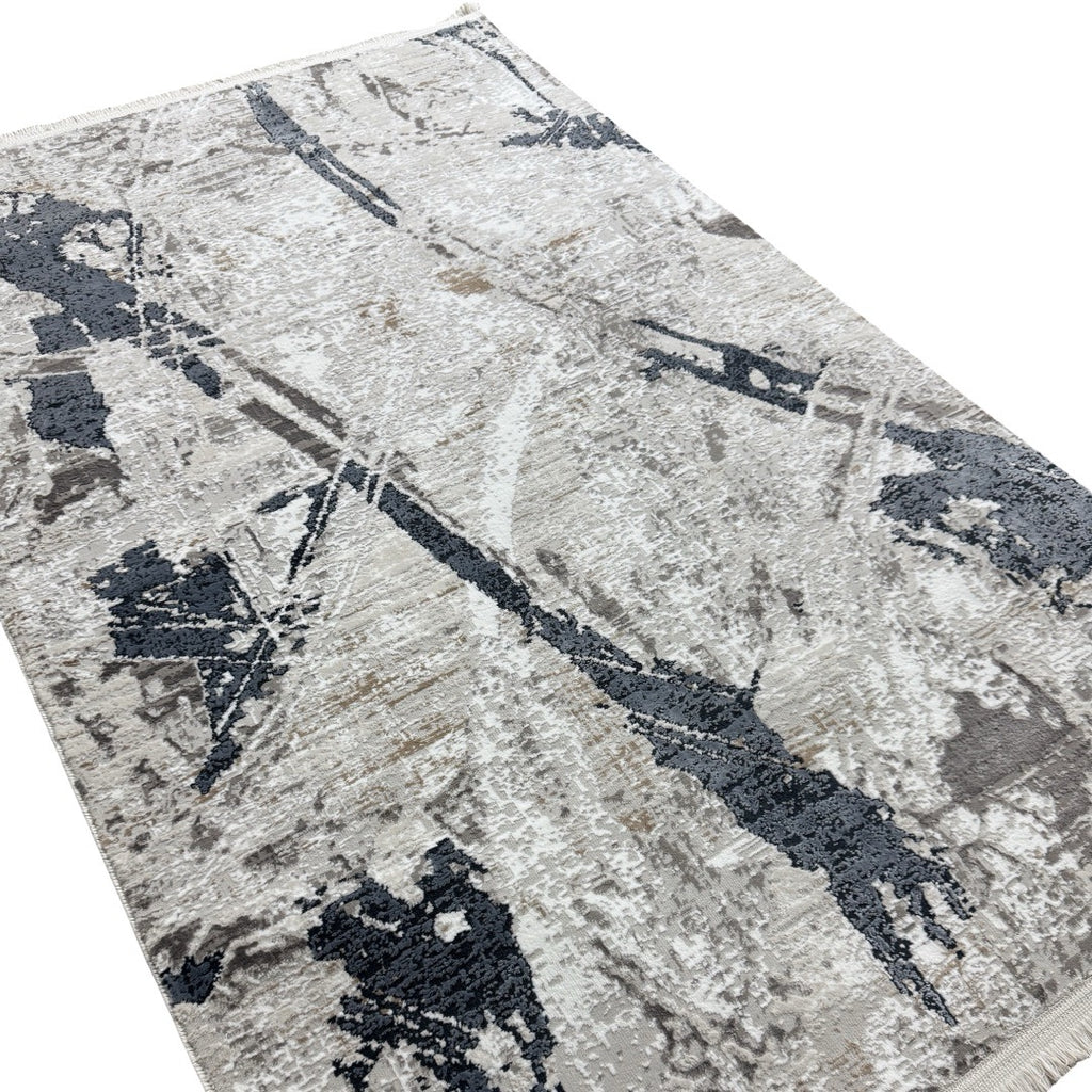 180 x 120 cm Grey Modern Ink Flow Turkish Rug