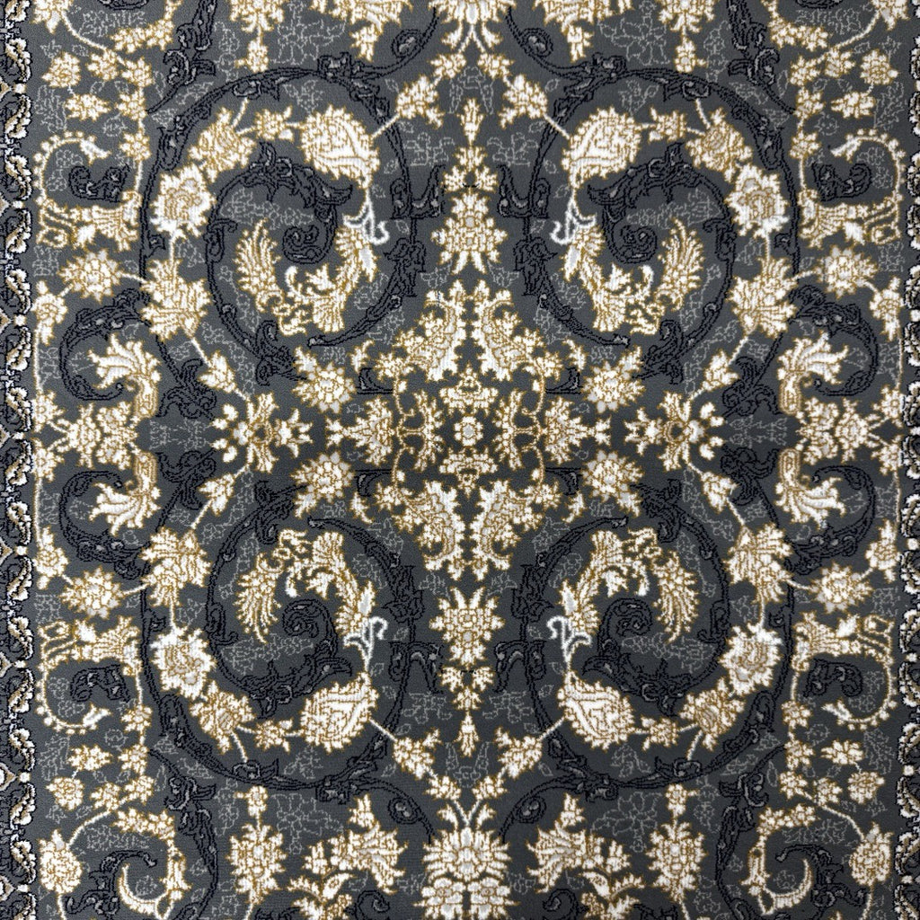 Ivory and grey Persian rug detail
