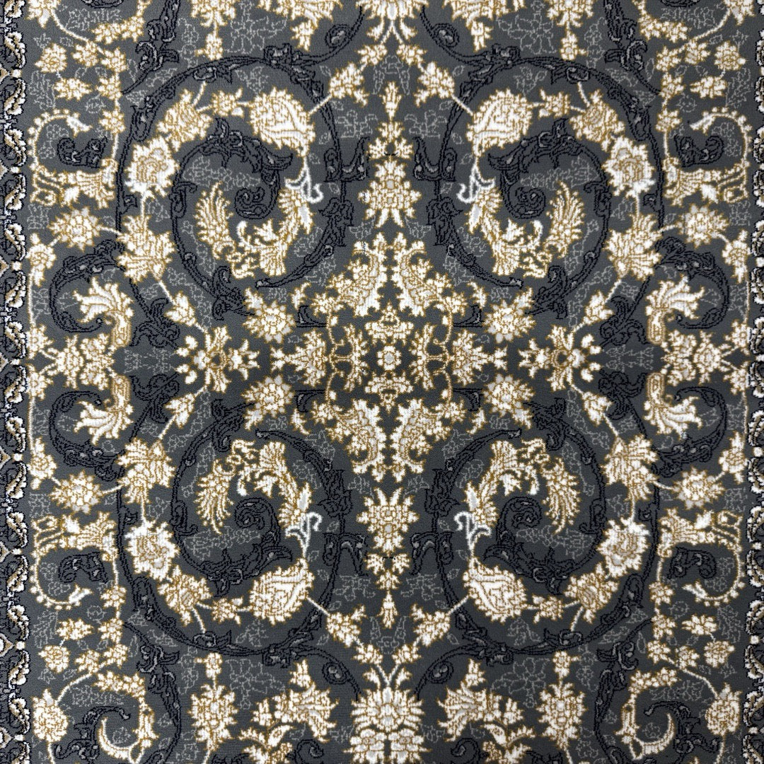 Ivory and grey Persian rug detail