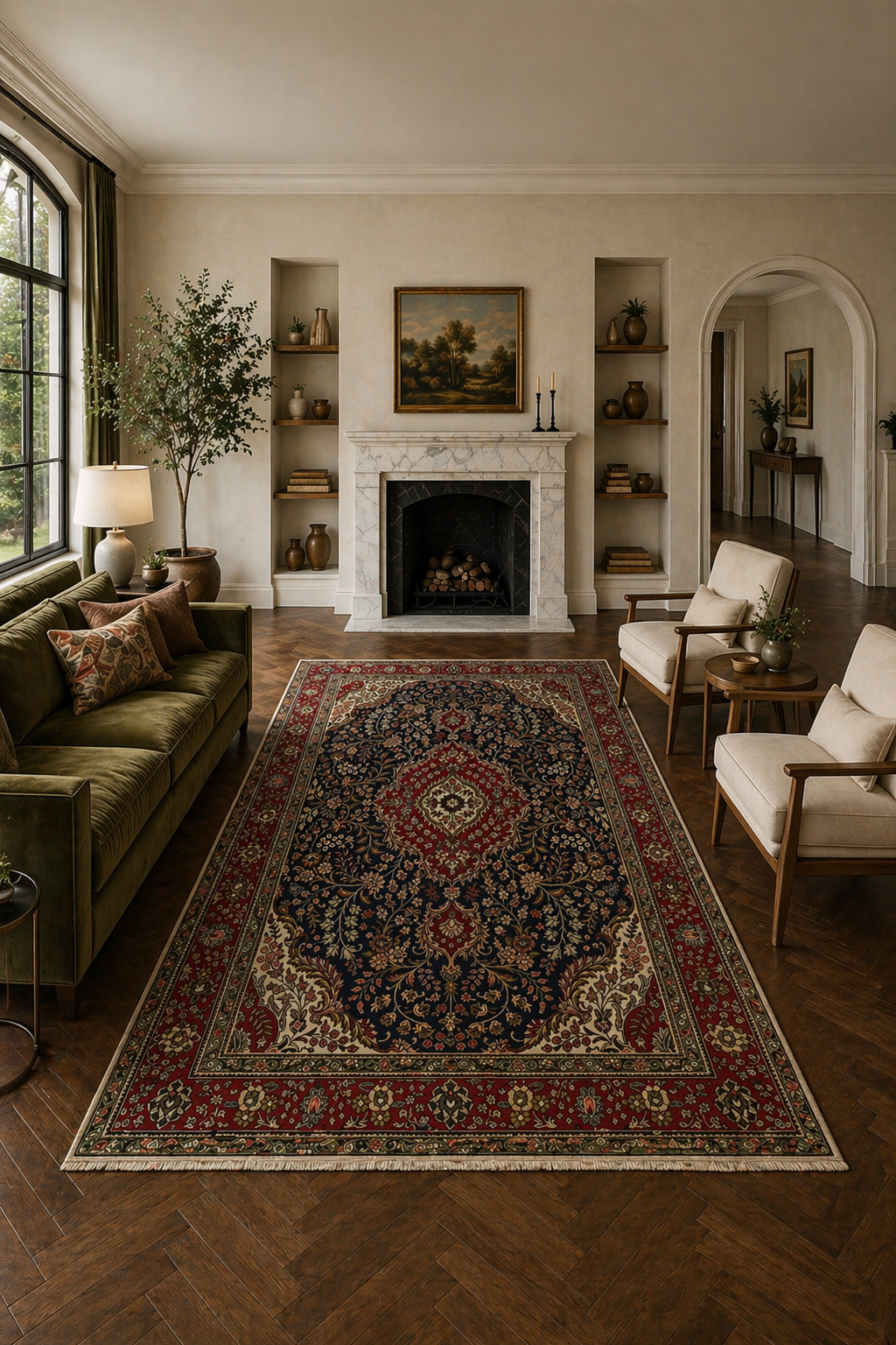 295 x 200 cm Hand-Knotted Persian Kashan Floral Rug