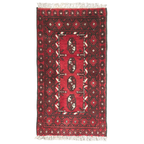 100 x 50 cm Hand-Knotted Red Bokhara Afghan Akche