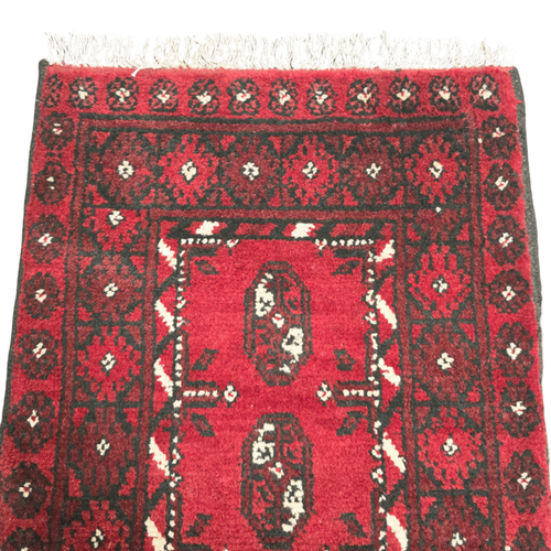 100 x 50 cm Hand-Knotted Red Bokhara Afghan Akche
