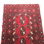 100 x 50 cm Hand-Knotted Red Bokhara Afghan Akche