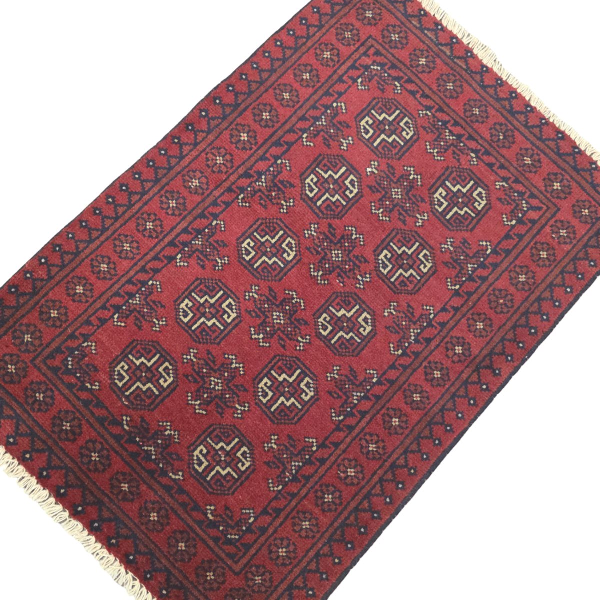 111 x 77 cm Hand-Woven Red Afghan Akche