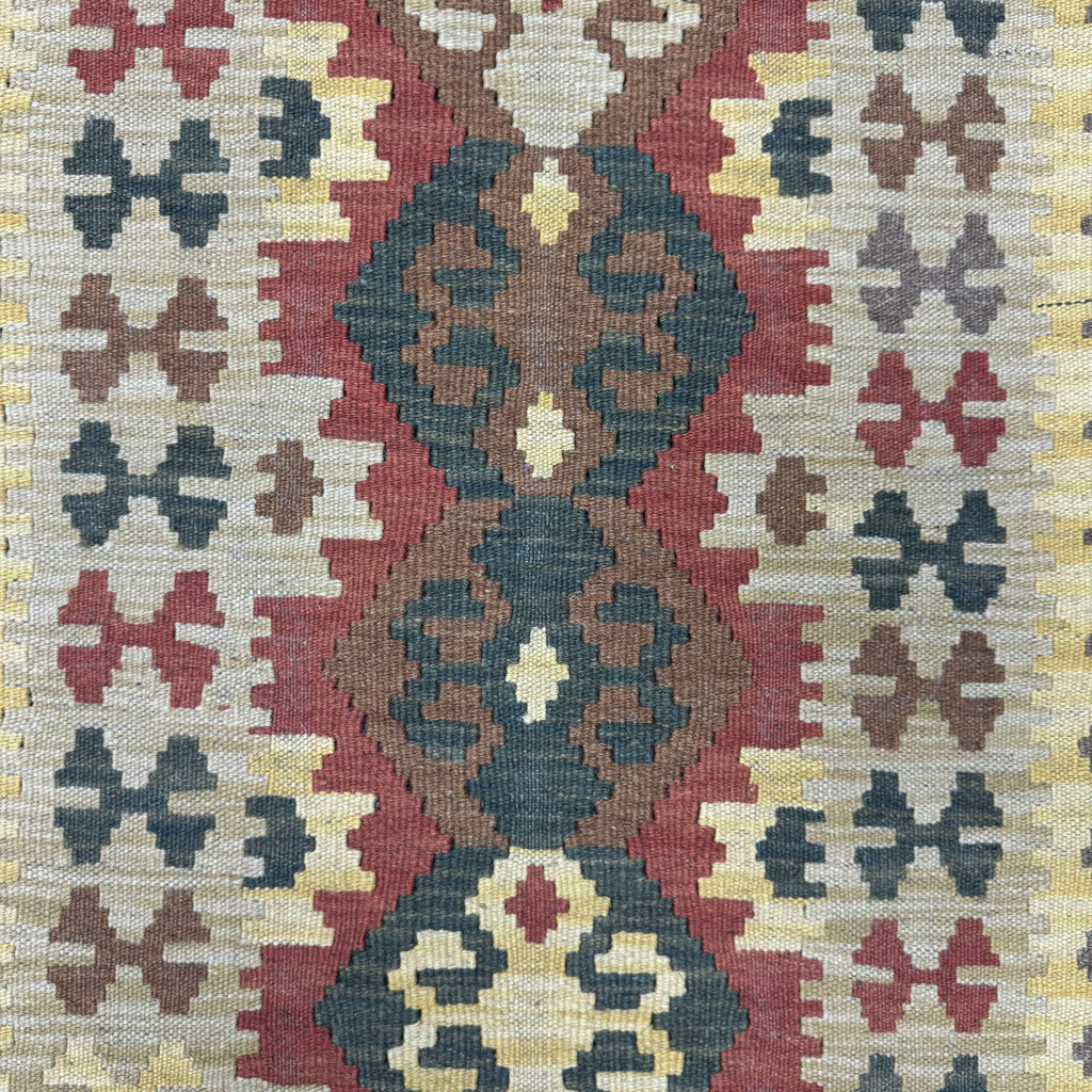 183 x 60 cm Hand-Woven Afghan Kilim Runner Rug – Wool Flatweave