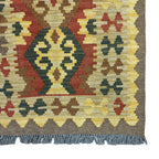 183 x 60 cm Hand-Woven Afghan Kilim Runner Rug – Wool Flatweave