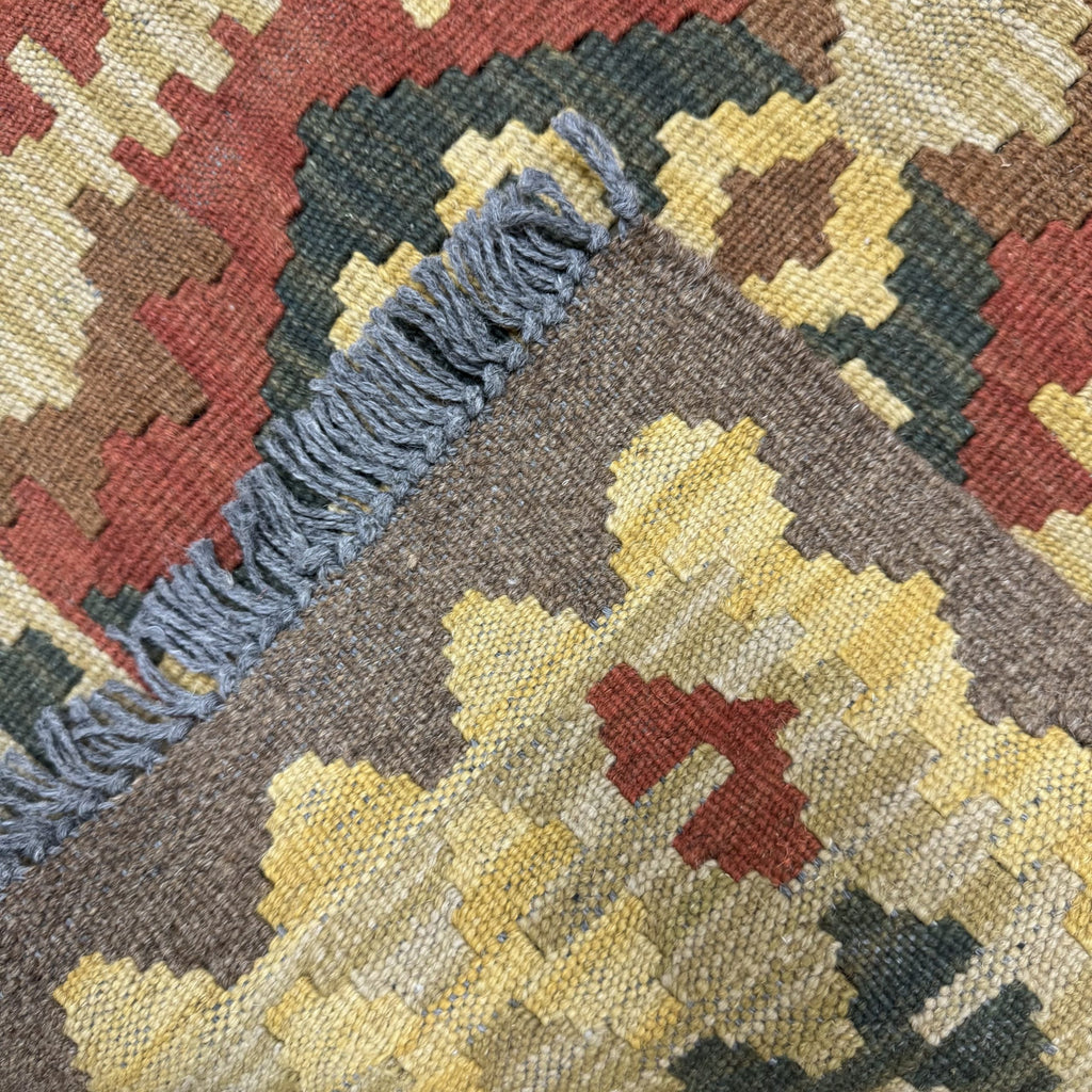 183 x 60 cm Hand-Woven Afghan Kilim Runner Rug – Wool Flatweave