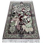 150 x 100 cm Persian Storytelling Rug – Sage Green & Burgundy