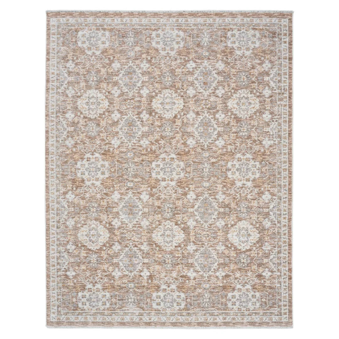 365 x 274 cm Vintage Terracotta & Ivory Persian-Style Floral Rug
