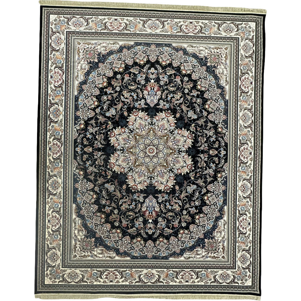 400 x 300 cm Persian Medallion Machine Made Black Rug