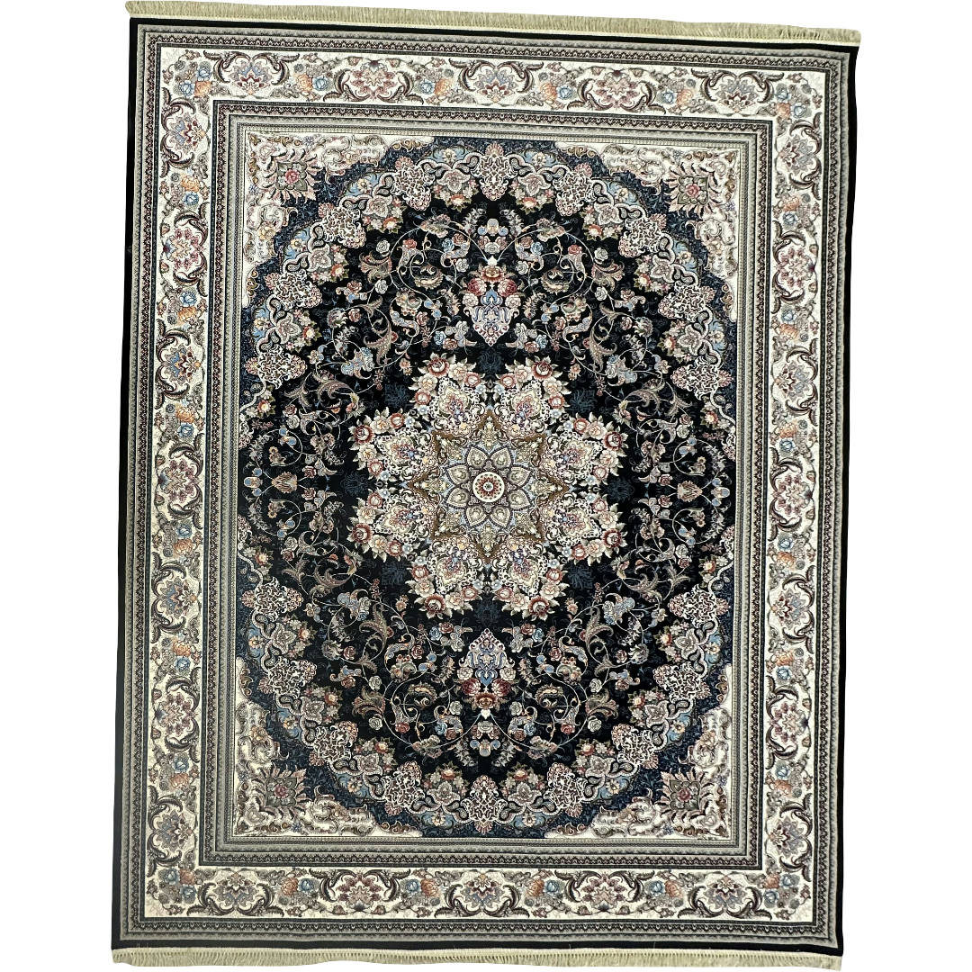 400 x 300 cm Persian Medallion Machine Made Black Rug