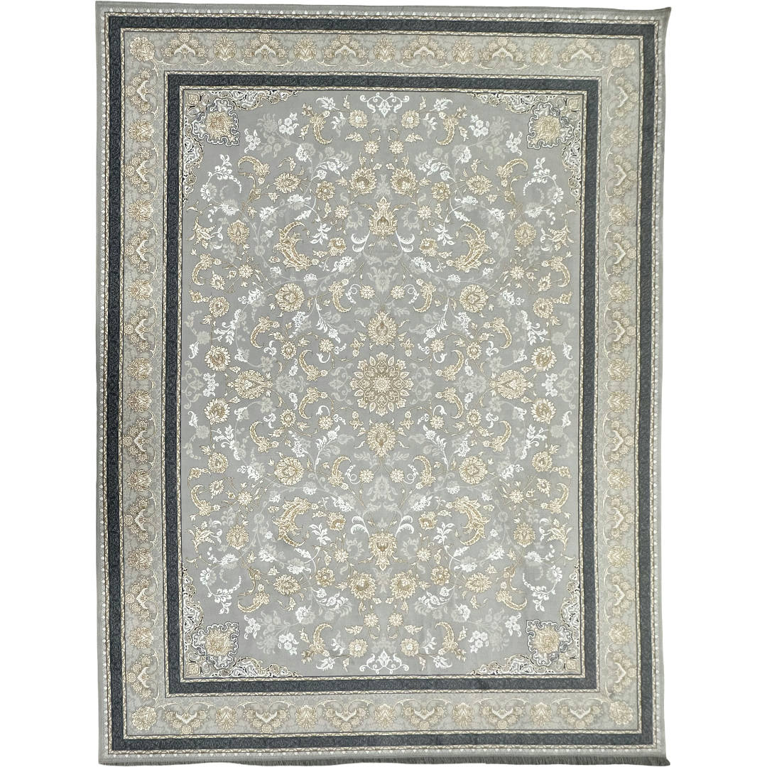 400 x 300 cm Persian Modern All Over Grey/Silver Floral Rug
