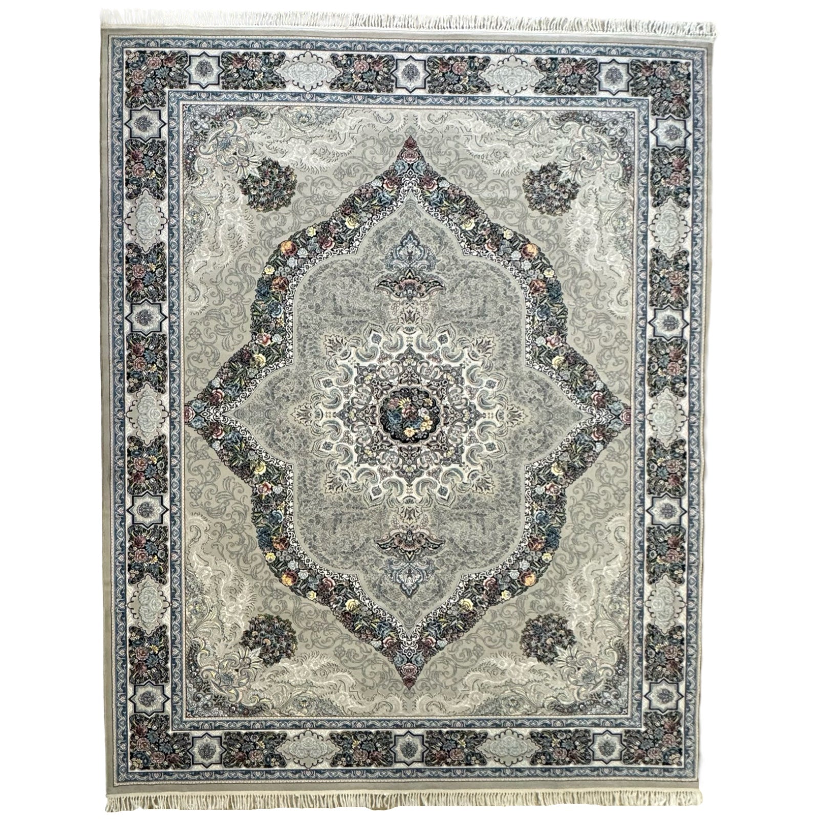 400 x 300 cm Persian Machine-Made Floral, Grey Rug