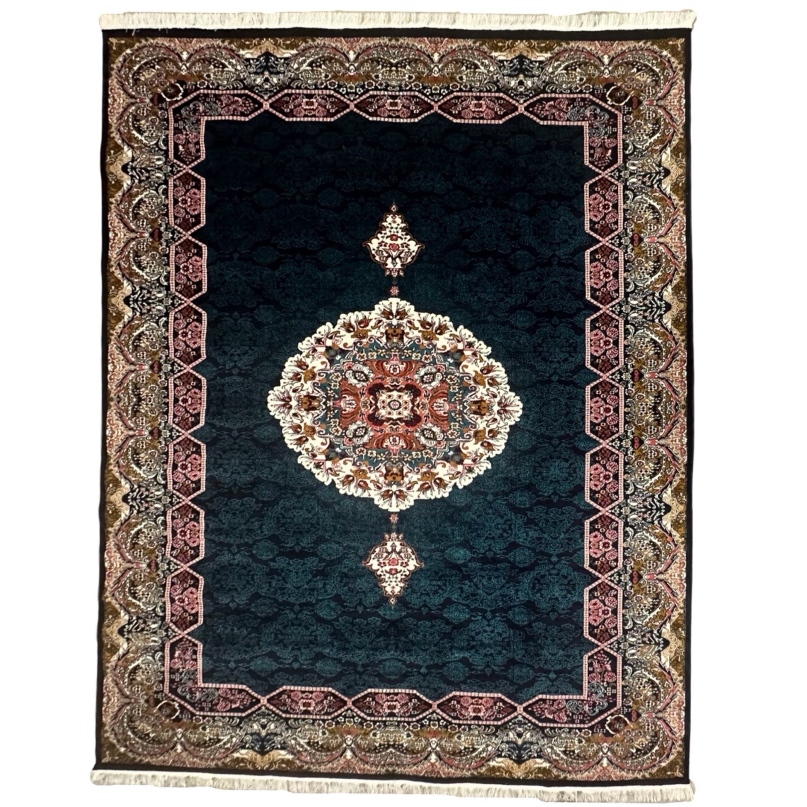 400 x 300 cm Persian Machine-Made Navy Kirman Design Rug