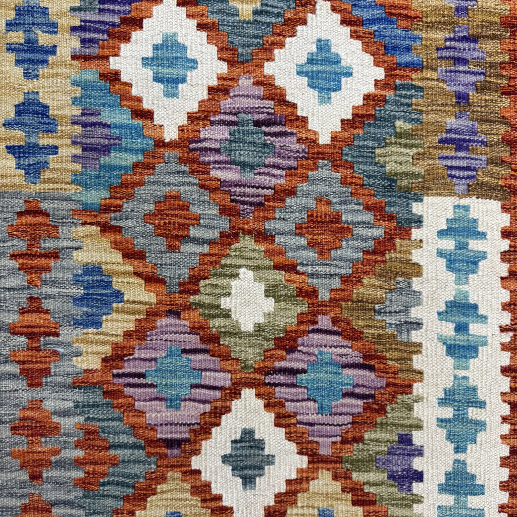 293 x 77 cm Hand-Woven Afghan Kilim Runner Rug – Wool Flatweave
