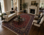 303 x 190 cm Hand-Knotted Persian Kashan Floral Medallion Rug