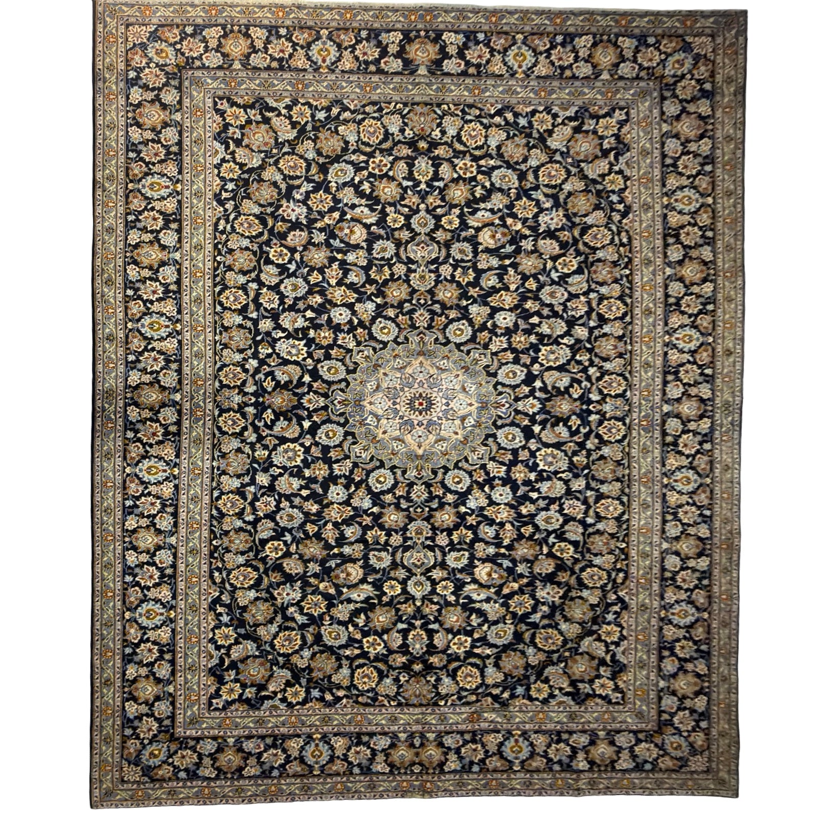 412 x 314 cm Hand-Knotted Persian Kashan Medallion Rug