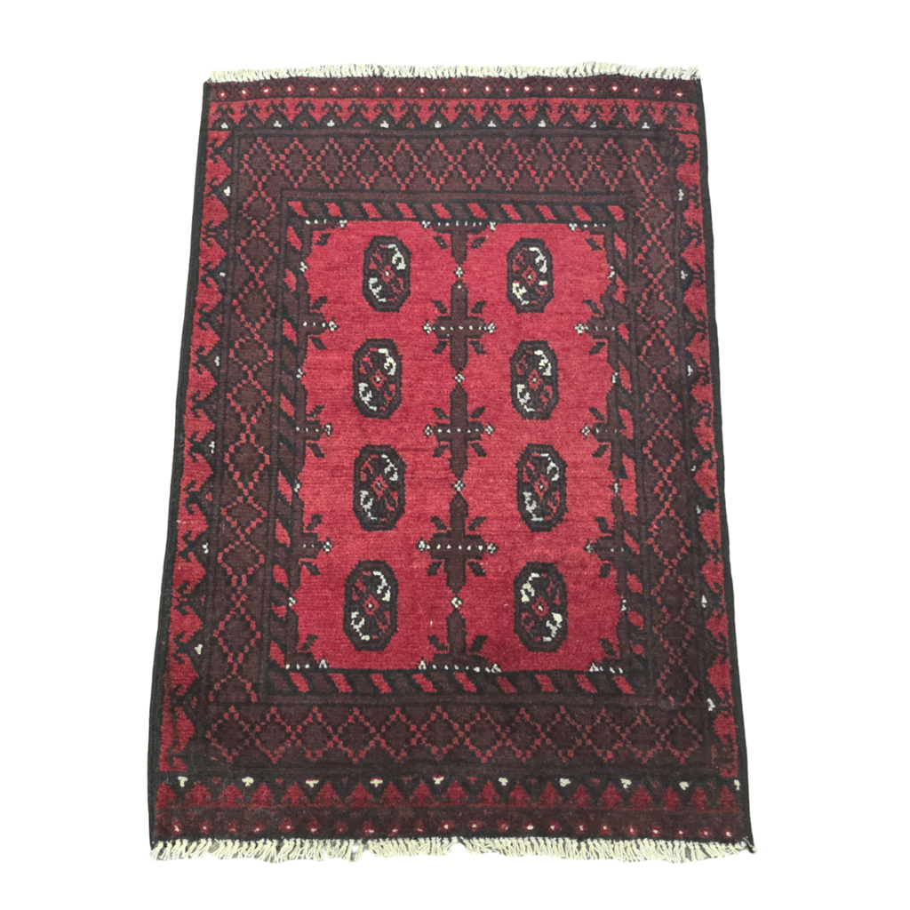 123 x 82 cm Hand-Woven Red Afghan Akche