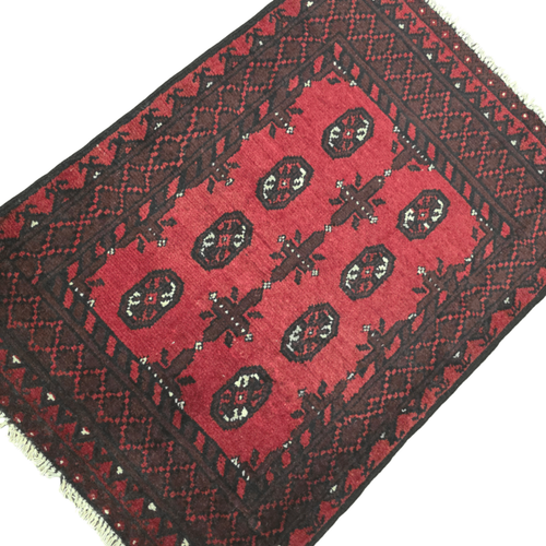 123 x 82 cm Hand-Woven Red Afghan Akche