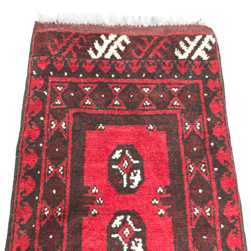 140 x 50 cm Hand-Knotted Red Bokhara Afghan Akche