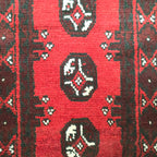 140 x 50 cm Hand-Knotted Red Bokhara Afghan Akche