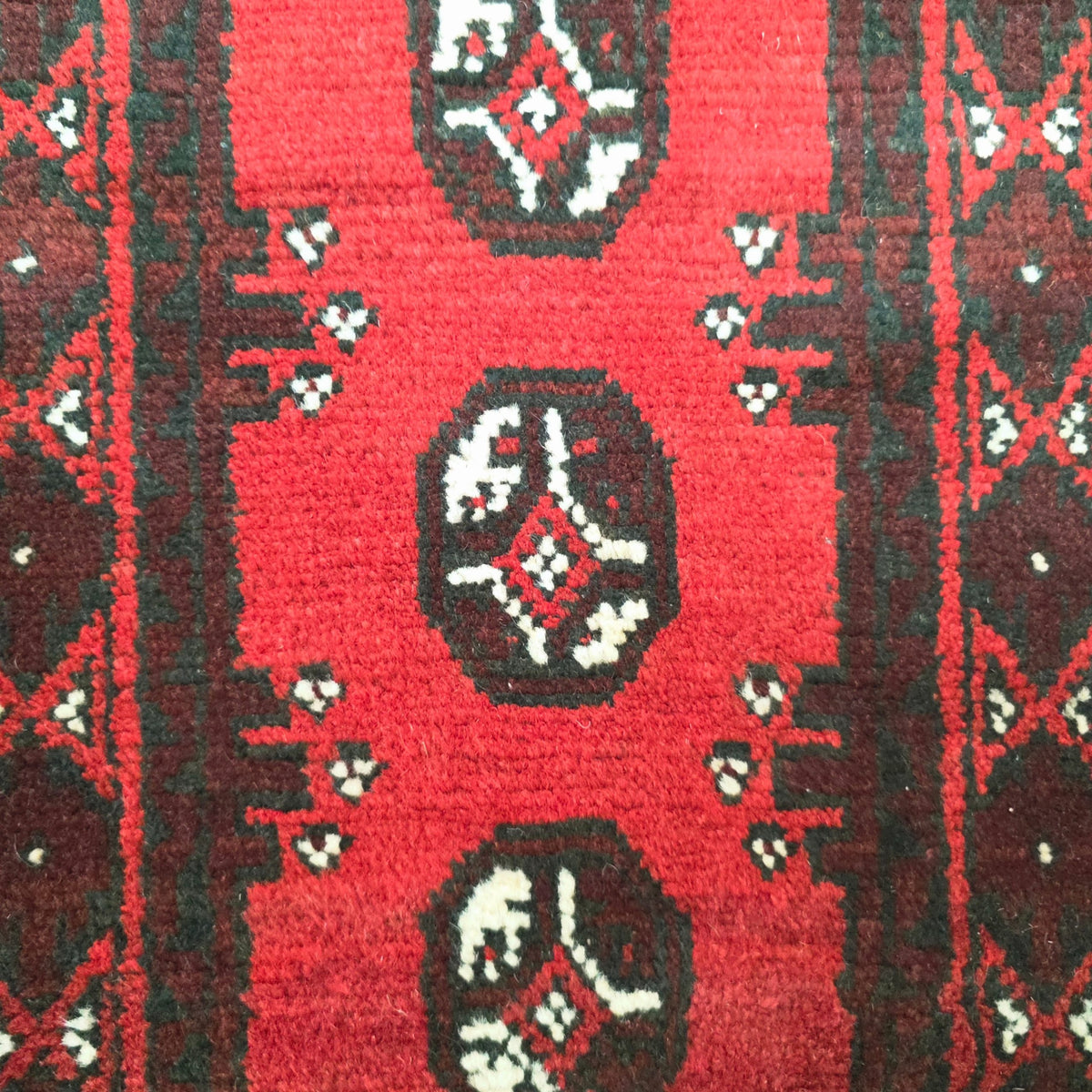 140 x 50 cm Hand-Knotted Red Bokhara Afghan Akche