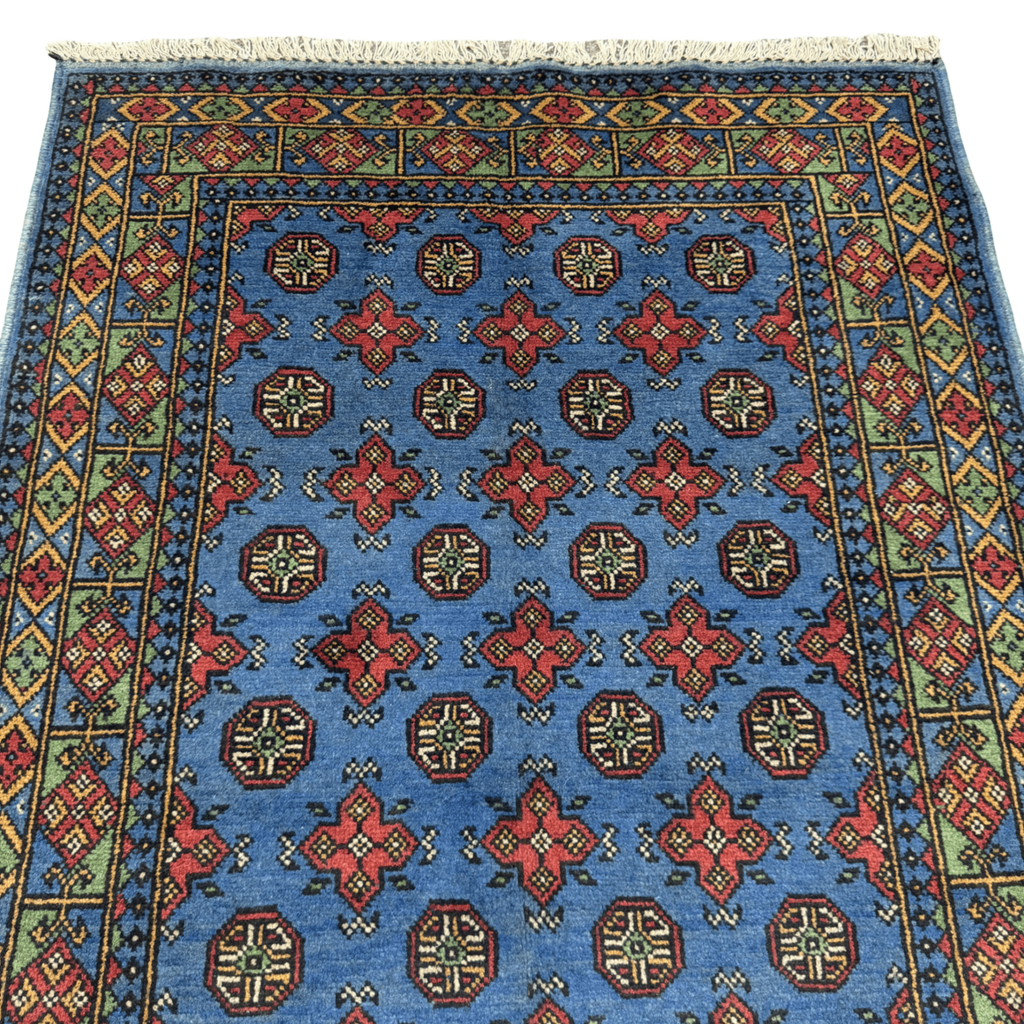 184 x 122 cm Hand-Knotted Afghan Akche Rug, Blue