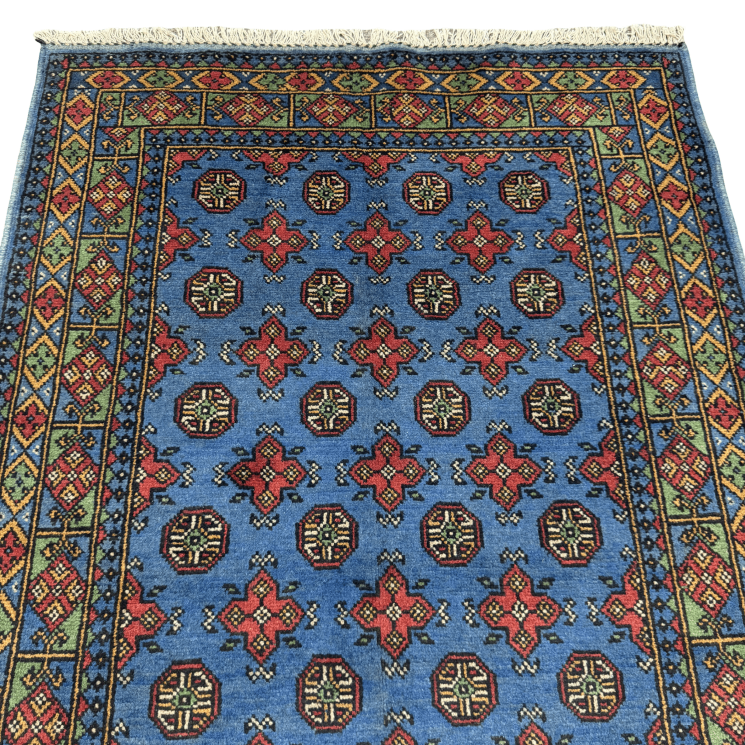184 x 122 cm Hand-Knotted Afghan Akche Rug, Blue