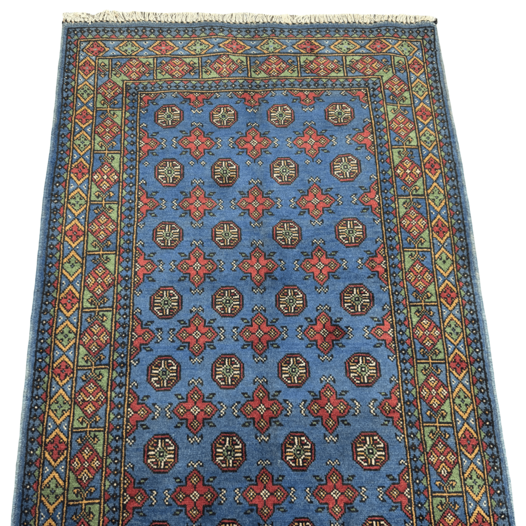 184 x 122 cm Hand-Knotted Afghan Akche Rug, Blue