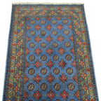 184 x 122 cm Hand-Knotted Afghan Akche Rug, Blue
