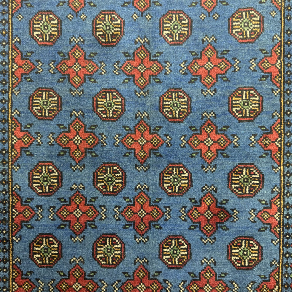 184 x 122 cm Hand-Knotted Afghan Akche Rug, Blue