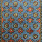 184 x 122 cm Hand-Knotted Afghan Akche Rug, Blue
