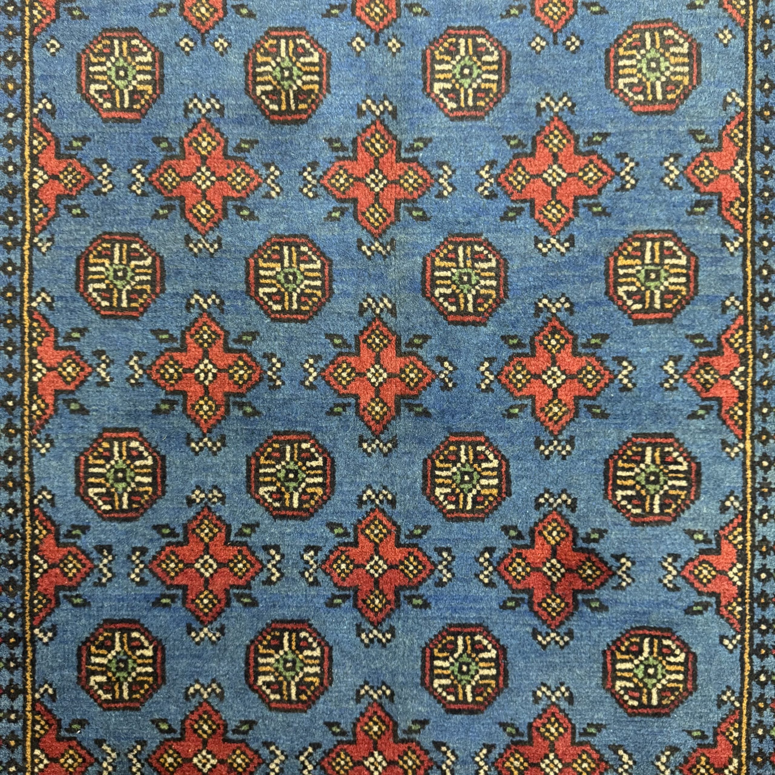 184 x 122 cm Hand-Knotted Afghan Akche Rug, Blue