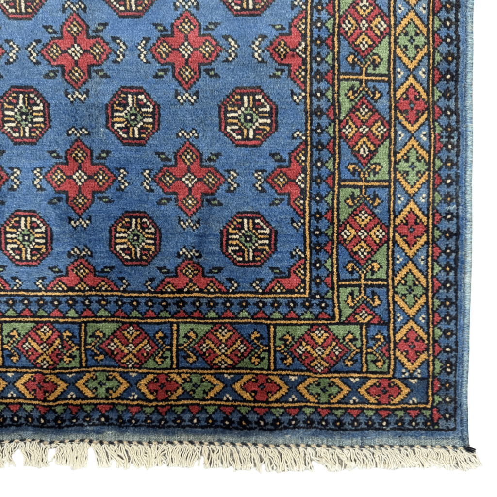 184 x 122 cm Hand-Knotted Afghan Akche Rug, Blue